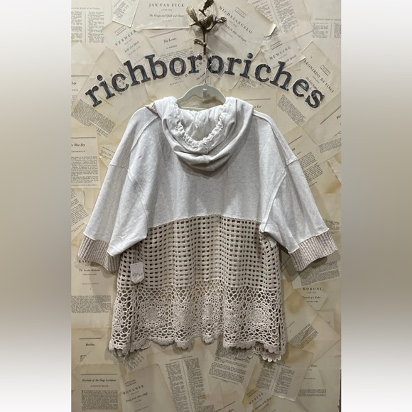 Free People Beach Club Cardi Hooded Sweatshirt  We The Free Rope Tie Neckline - Picture 8 of 8